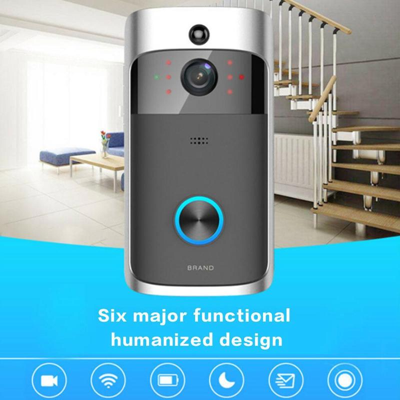 Hjem wifi smart video dørklokke  m7 fjernbetjening fjernbetjening intercom trådløs kamera sikkerhed stemme  ir 1080p alarm til lejligheder  w6 p 8