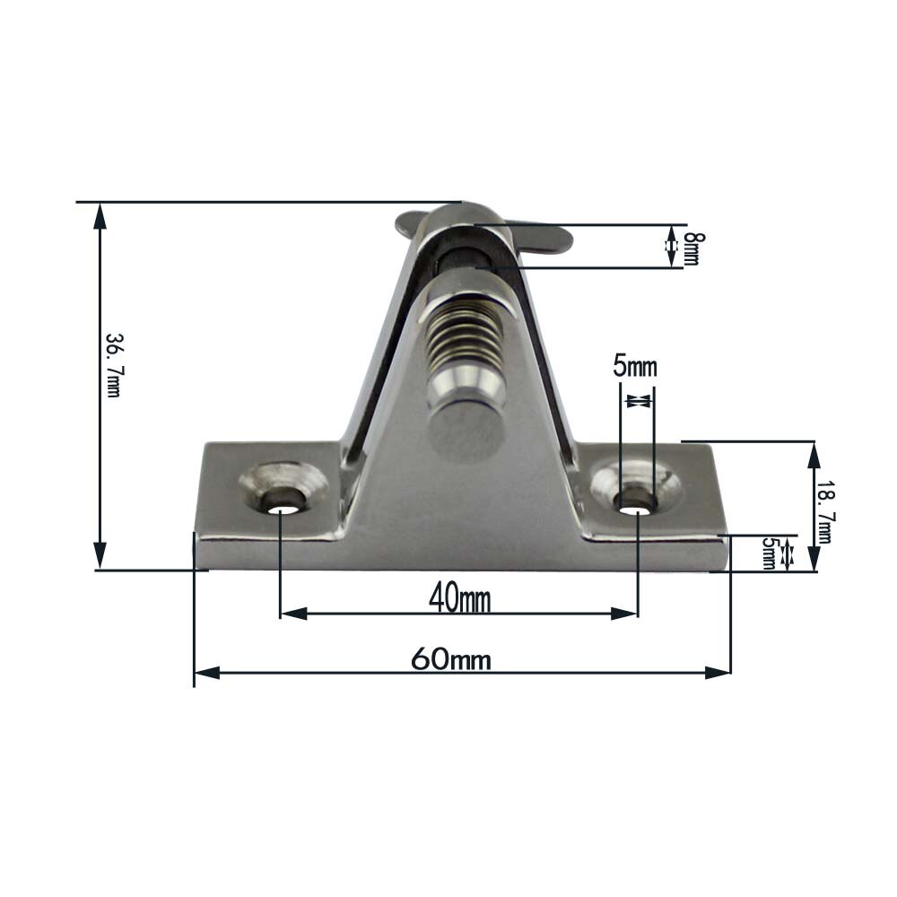 60mm Stainless Steel 316 Side Mount Deck Hinge With Quick Release Pin And Bolt Ring For Marine Boat Yacht Hardware Accessories