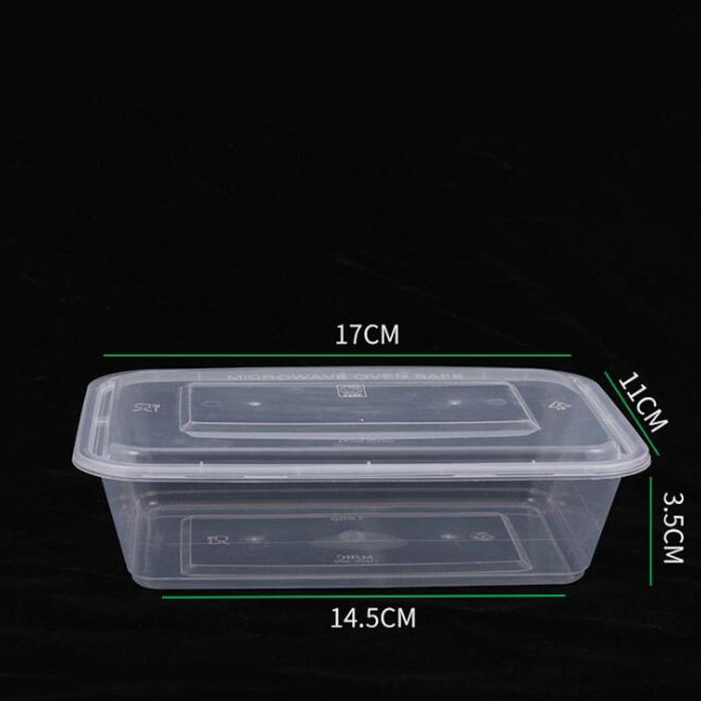 50pcs Transparent Fruit Carry Out Box Disposable Salad Meal Containers Food Storage Box Take Out Packing Box (1000ml)