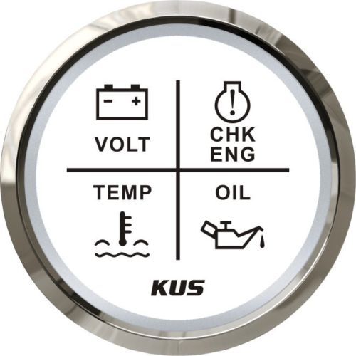 Neue KUS 52mm Alarm Gauge Meter 9 ~ 32V Volt/Öl/Wasser Temp/Check Engine 4 LED Alarm Anzeige Gauge fit Auto Boot Mit Hintergrundbeleuchtung: WS