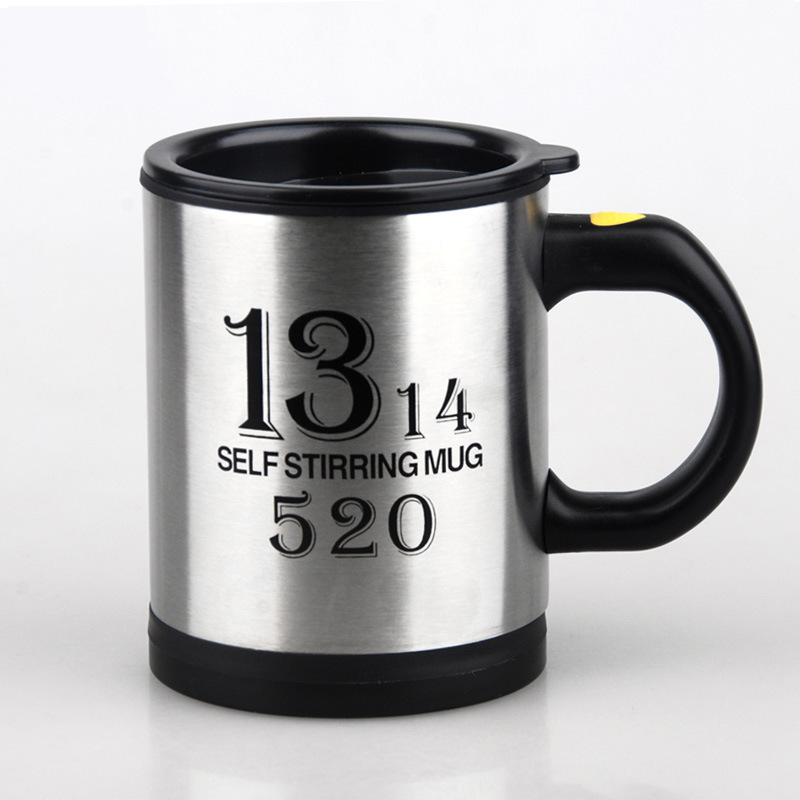 Selbst Rühren Kaffee Becher Elektrische Rotierenden Edelstahl Automatische Selbst Mischen Tasse Heimat Büro Reise Rührgerät Tasse mit Deckel: Stil 2-Schwarz