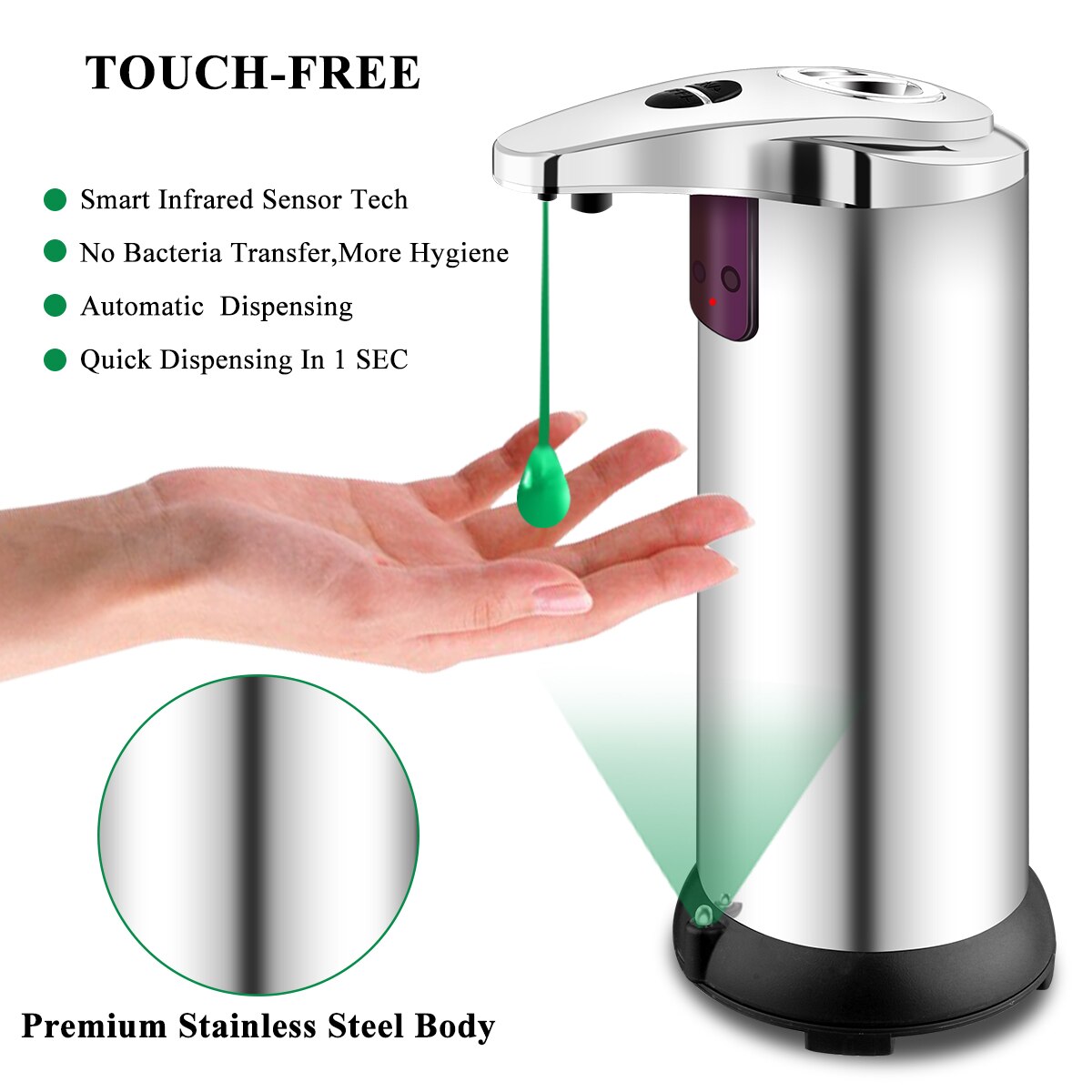 1 stk automatisk sæbedispenser rustfrit stål smart sensor berøringsfri induktion galvaniseret sanitizer dispensador til hjemmet