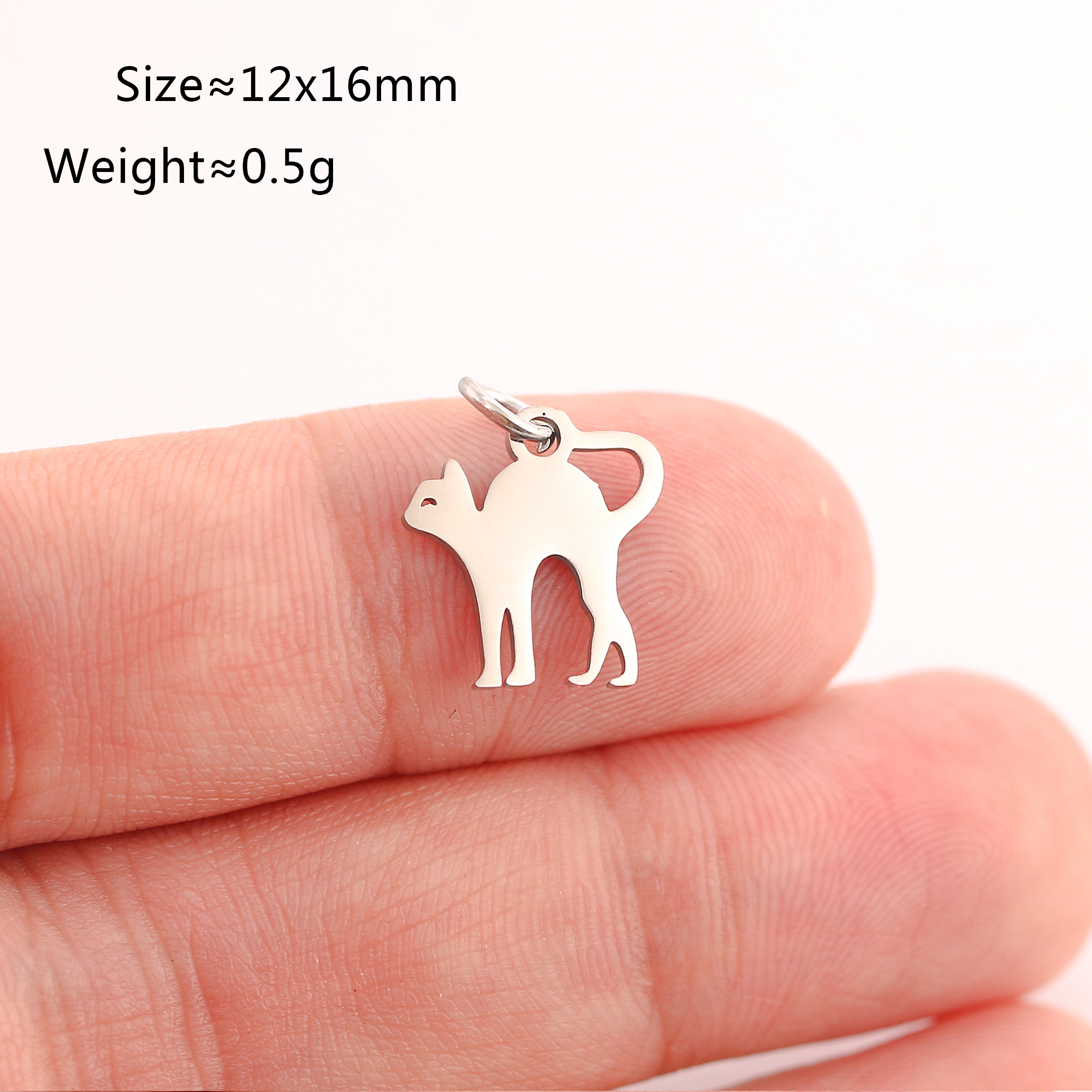 5 stuks/set dierenklauw bedeltjes van roestvrij staal: kat/olifant/kolibrie/yoga bedeltje voor het maken van doe-het-zelf kettingen, oorbellen, sieraden en hangers: Lichtgeelgouden kleur