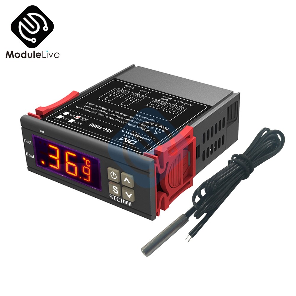 W3001 STC1000 STC-1000 12V 24V 110V 220V Led Digitale Thermostaat Temperatuurregelaar Thermometer Temp Thermoregulator Sensor: STC-1000 110-220V