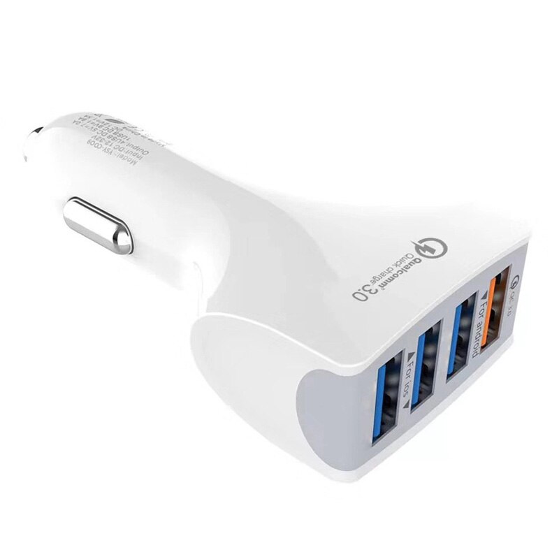 ANMONE – chargeur de voiture 4 ports Usb QC3.0, adaptateur de téléphone portable, Charge rapide, universel, pour Smartphone, GPS, enregistreur de conduite: White Car Charger