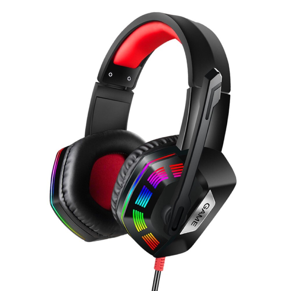 M1 Headphone Stereo 3.5mm Wired Computer Gaming Headset Soft Earmuff RGB LED Light Mic Ear Headphones for Laptop Desktop