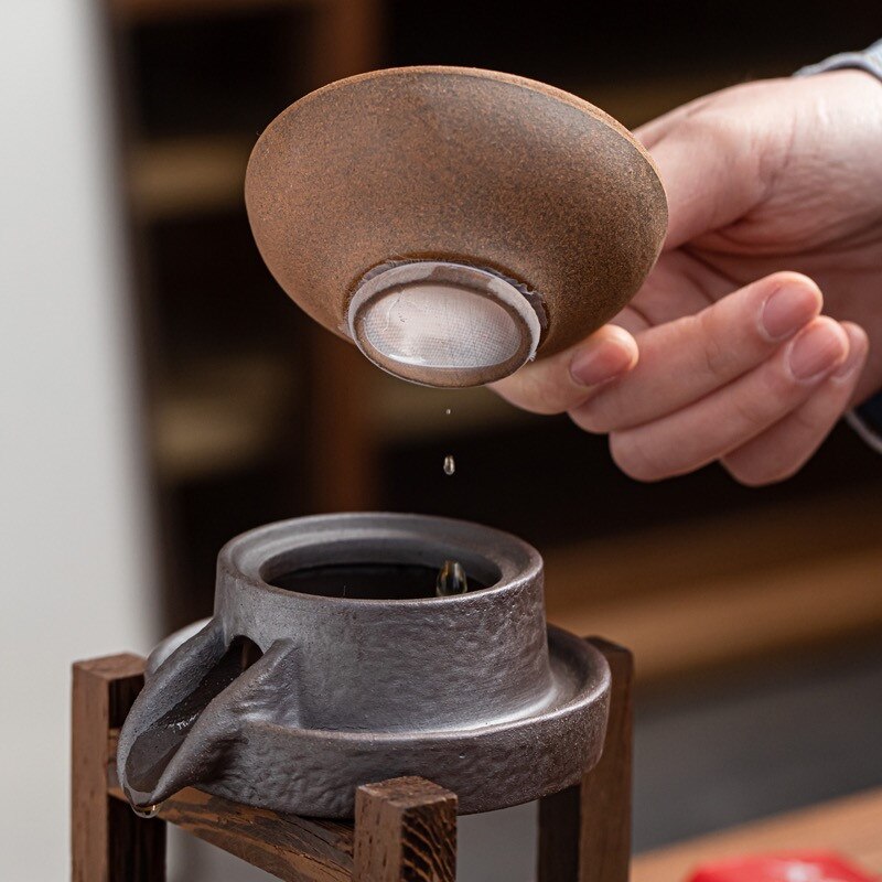 Ceramic Stone Mill Tea Strainers Handmade Tea Leaf Spice Filter Retro Kung Fu Pottery Fair Cup Office Tea Set Drinkware