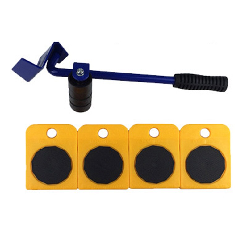5 en 1 Mobile outil de manutention d'objets lourds meubles ménagers dispositif Mobile économie de travail pied-de-biche ensemble d'outils à main: Yellow set