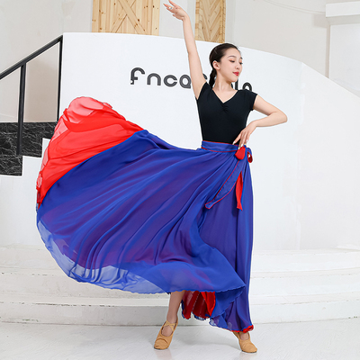 Buikdansrok Dubbelzijdig Chiffon 360 Graden Klassiek Balletdans Lange Rok Warp Rokken Rode Rok Buikdans Outfit