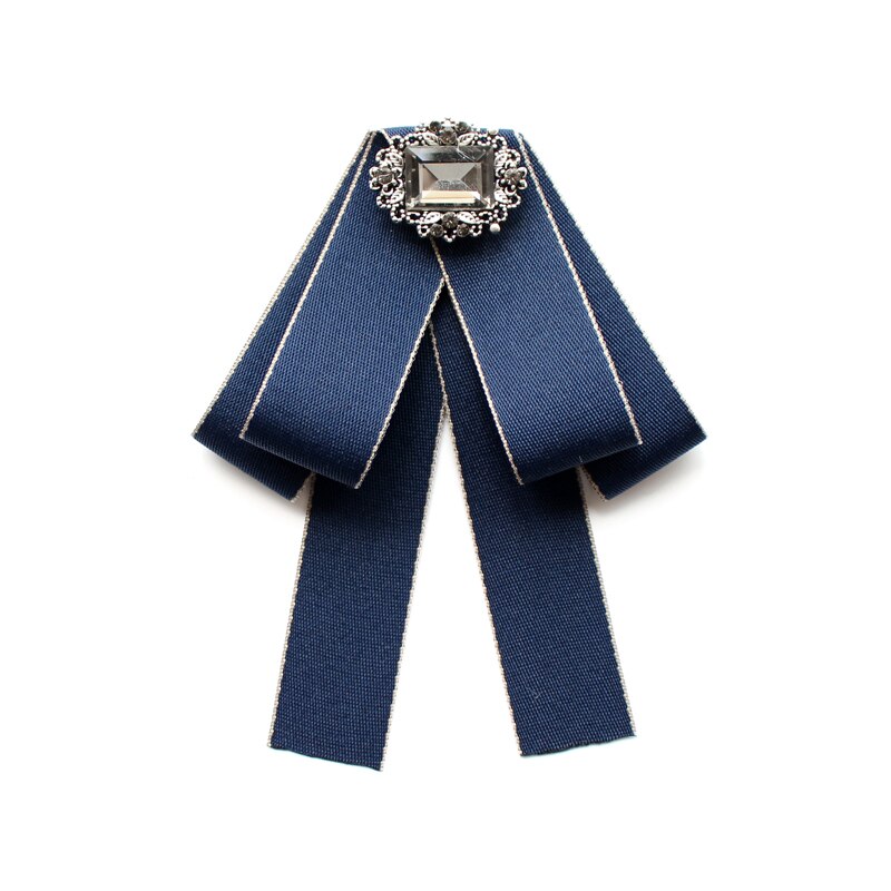 Corbata de lazo de cristal para mujer, corbatas de tela de estilo británico, Retro, arte de tela, Tops, blusa, camisa, accesorios, novedad: 6