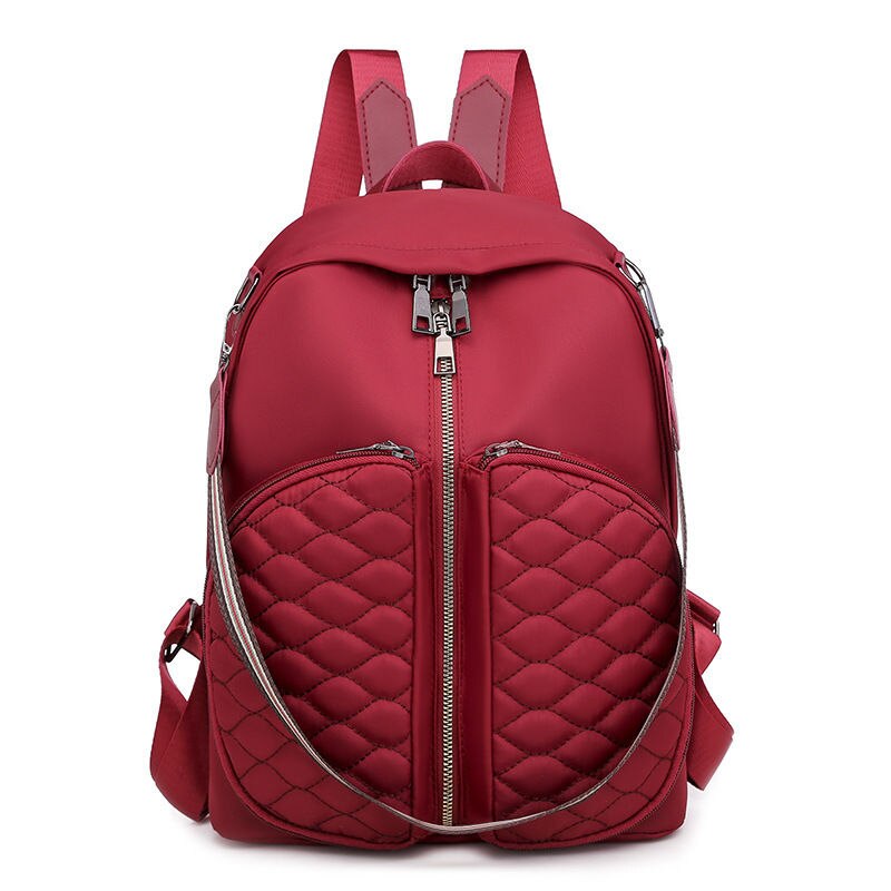 Mochila Oxford de gran capacidad para mujer, bolso de hombro, escolar, para libros, negocios: Rojo