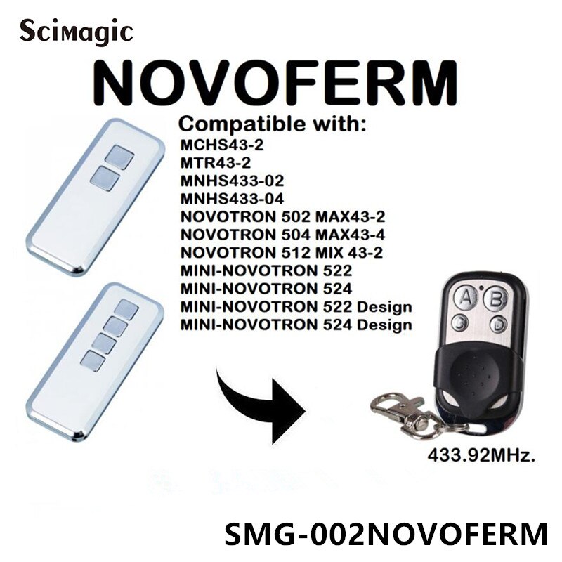 NOVOFERM NOVOTRON 502 MAX43-2, 504 MAX43-4 replacement remote 433,92mhz garage door remote control