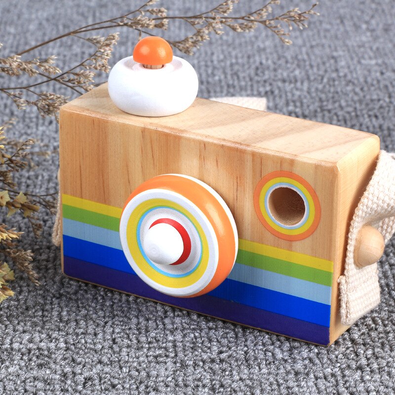 Kids Houten Speelgoed Camera Caleidoscoop Magic Kaleidoscopes Educatief Cartoon Camera Speelgoed Voor Kinderen