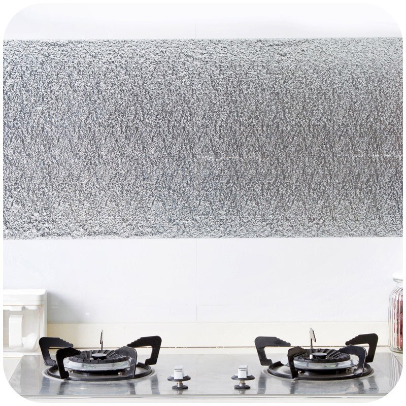 Kitchen Waterproof Anti-oil Aluminum Foil Self-adhesive Stickers Mats Anti-oil Sliver Wallpaper for Drawer Bathroom