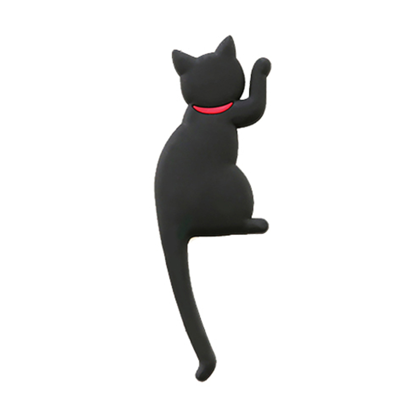 Gancho adhesivo magnético para refrigerador con cola de gato, original de gato de dibujos animados, viene con imán, cola flexible, adecuado para una variedad: Rojo