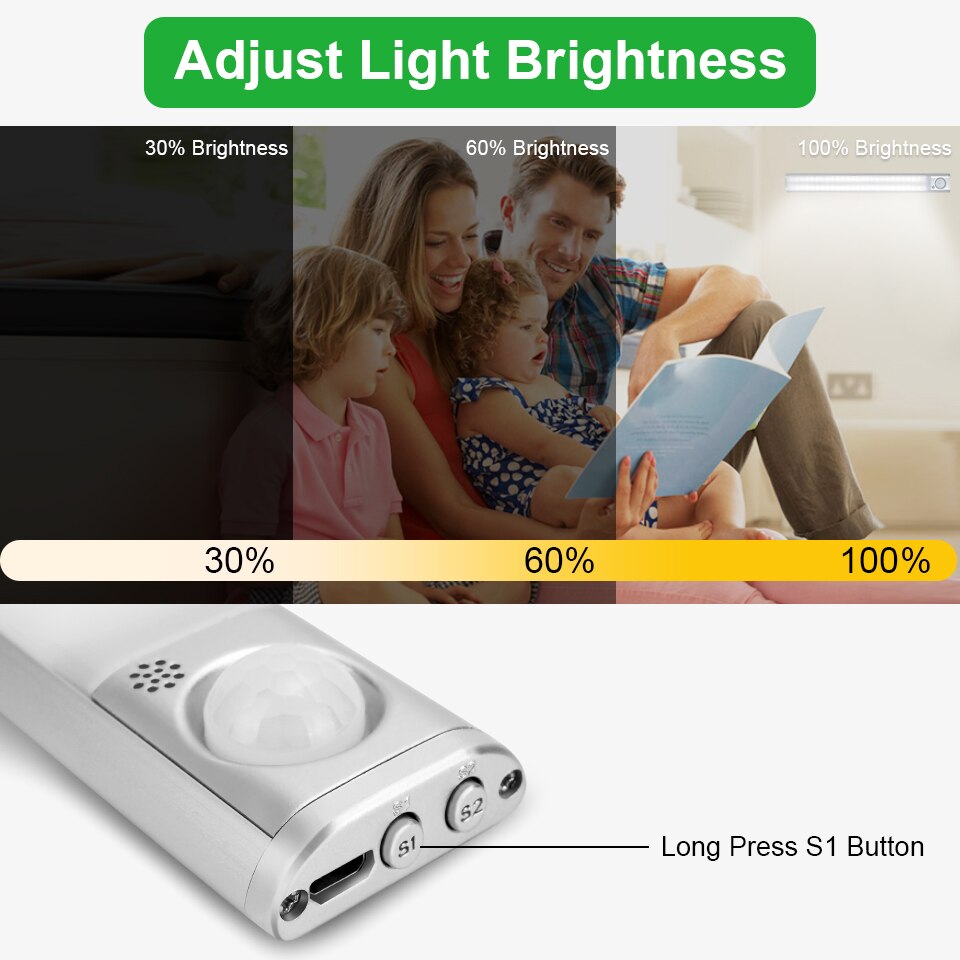 KeWL-luces LED con Sensor de movimiento PIR, lámpara de noche de armario para cocina, dormitorio, armario, retroiluminación, 160
