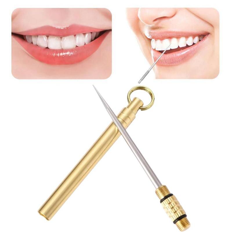 Titanium Alloy Toothpick Brass Combination Integrated Stainless Steel Portable Tooth Picking Artifact