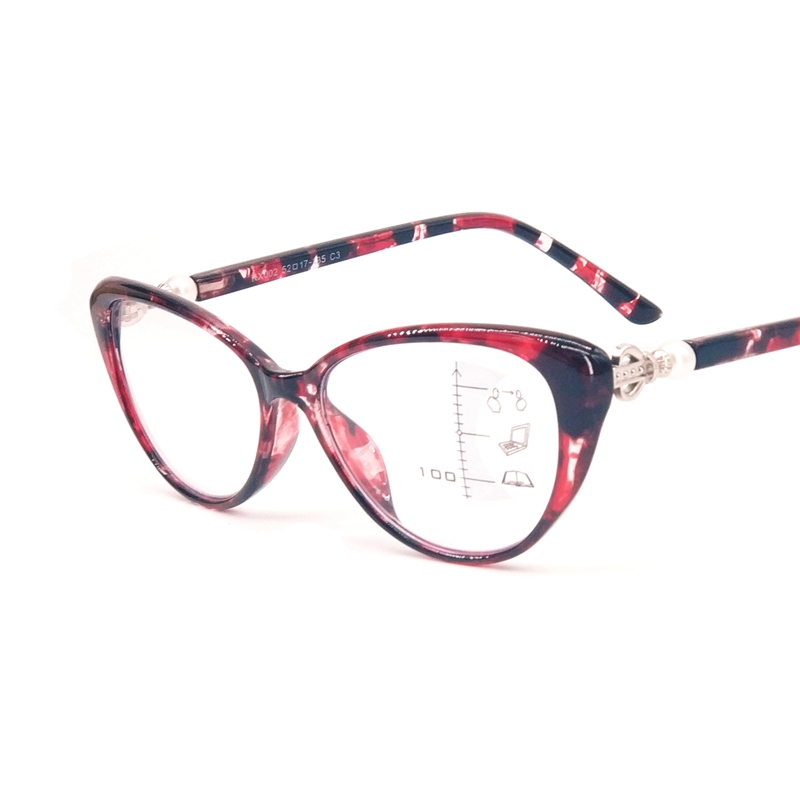 Cat Eye Reading Glasses Women Multifocal Progressive Presbyopic Glasses Anti Blue Light Leopard Vintage +1.5 +2.0