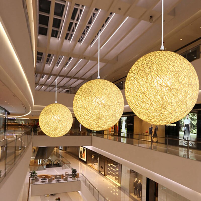 Lampadario a sfera in bambù, Rattan e canapa creatività individuale paralume sferico in nido di Rattan