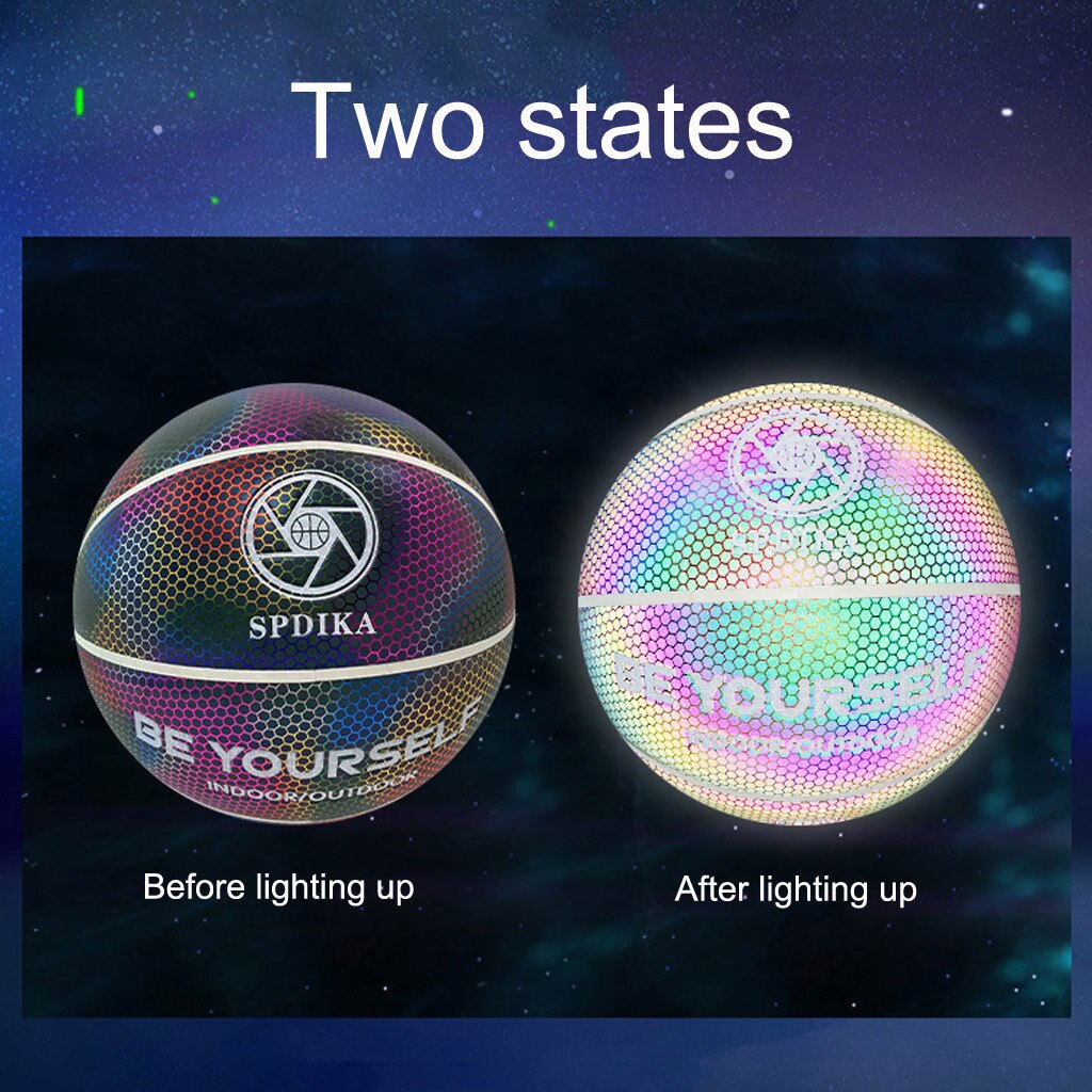 Size 7 Glowing Reflective Luminous Basketball Battery-Free Light Up Basketball Glow in The Dark Party Home outdoor Decoration