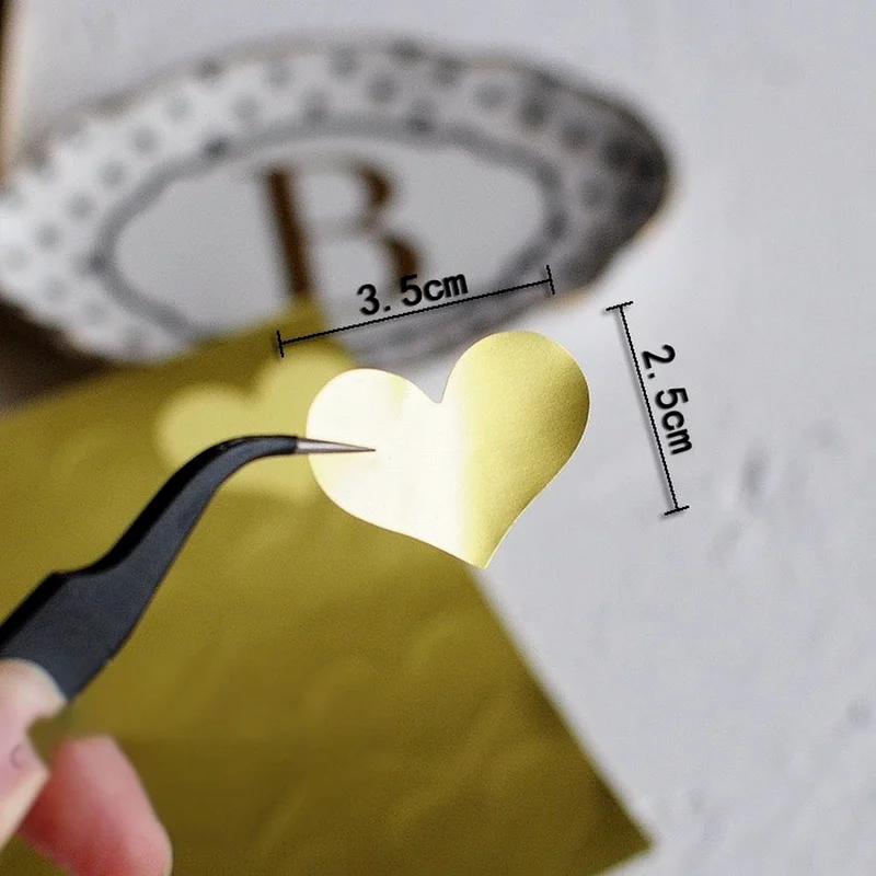 Thank you stickers Golden Heart Shaped Sticker business Box Packaging Sealing Label Baking DIY Party Stickers sheets