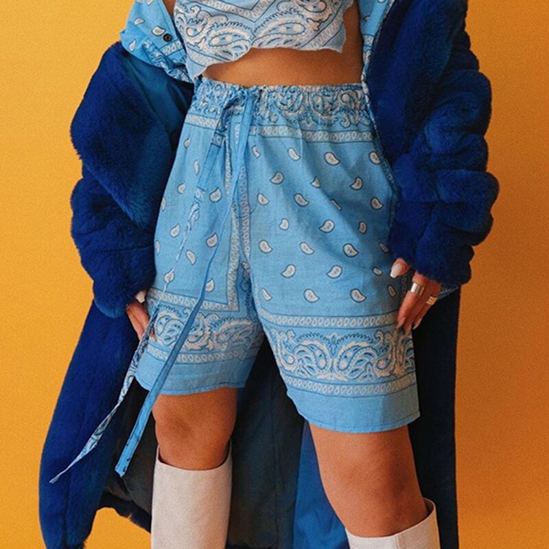 Pantalones cortos rectos informales SEASONS mujer ropa de ocio anacardo flor Hip Hop pantalones cortos de cintura alta verano Harajuku ASSH81047