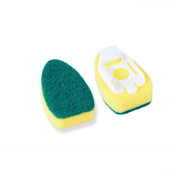 1PC Dishwashing Sponge With Handle Automatic Liquid Filling Kitchen Magic Clean Rub Pot Sponge Removing Kit Cleaning Brush