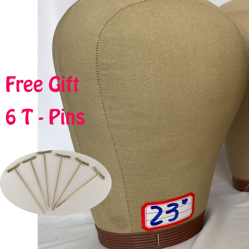 21-23 Inch Wig Head Cork Canvas Block Head for Making Wigs Mannequin Head With Stand Head Pins: Brown
