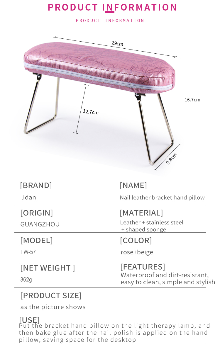 Almohadilla de mano para manicura, soporte de almohada de esponja para brazo pequeño, almohadilla lavable para salón de uñas, soporte de Metal, reposabrazos de cuero, 1 pieza