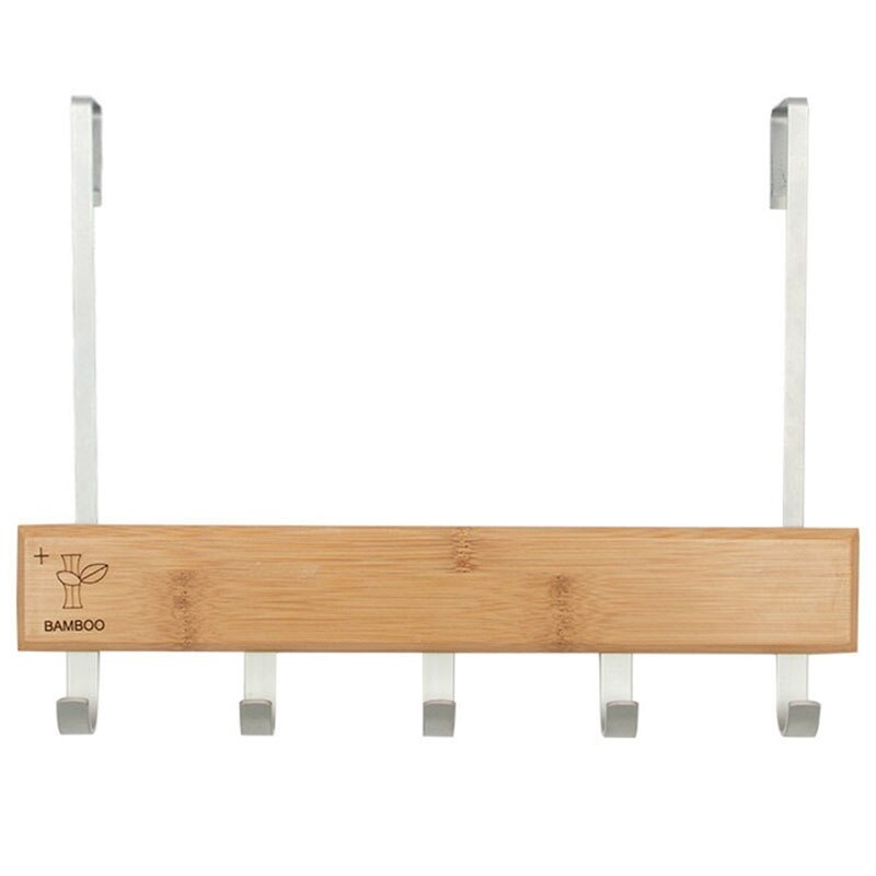 Over deurhaken multifunctionele hangrek houten kledinghanger deurhaak rek wandhangrek voor stoffen broek hoed handdoek punch f: Houtkleur