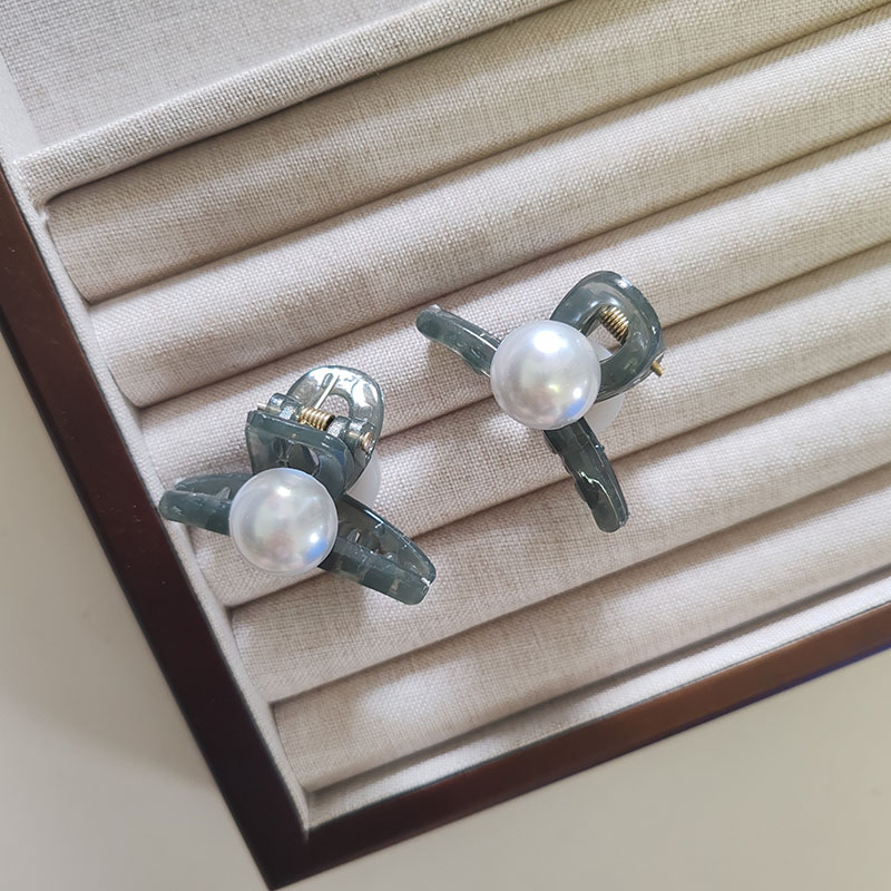 2 pinzas en forma de garra para el pelo de 4,5 cm con perlas sólidas, abrazaderas para niñas, mujeres, niños, para niños, accesorios para el cabello, diadema de cangrejo: Albaricoque