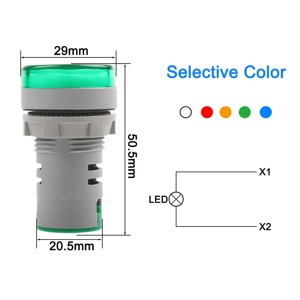 22MM AC 60-500V LED Voltmeter voltage meter indicator pilot light Red Yellow Green white Blue digital