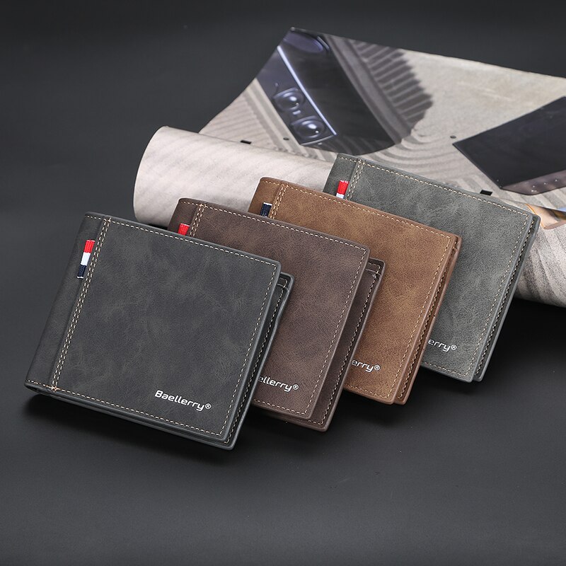 Hommes court sac à main carte mince multi carte portefeuille jeunesse horizontal billet pince