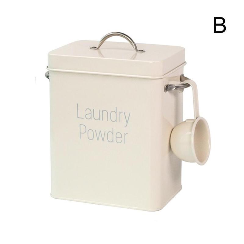 1 PCS Nordic Wind Ins Wind Wash Powder Bucket 3kg Multifunction Household Box Covered Storage Accessories Rice Snacks: white