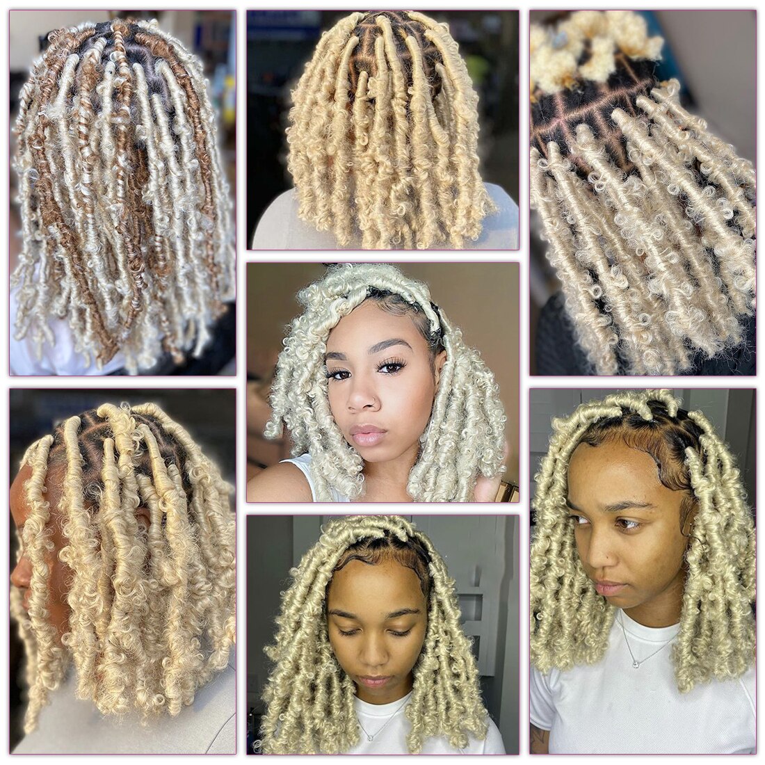 12 Inch 613 Blonde Synthetic Butterfly Faux Locs Crochet Braids Hair Extensions For Women 20 Strands Natural Black Braiding Hair