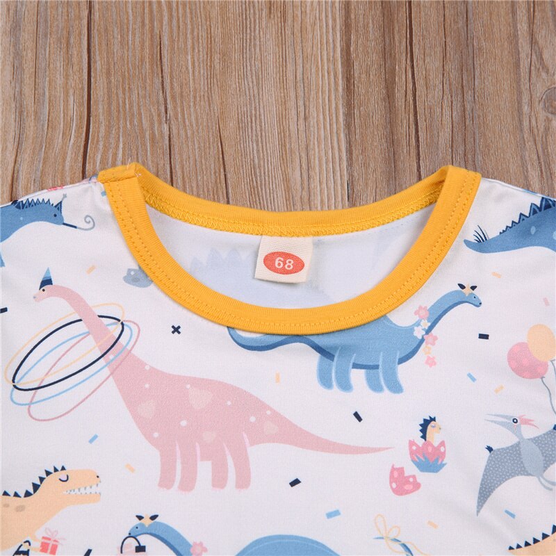 3-24M Waggel Pasgeboren Baby Meisje Jongen Playsuit Ronde Hals Dinosaurus Korte Mouw Korte Broek Romper Zomer Herfst baby Waggel