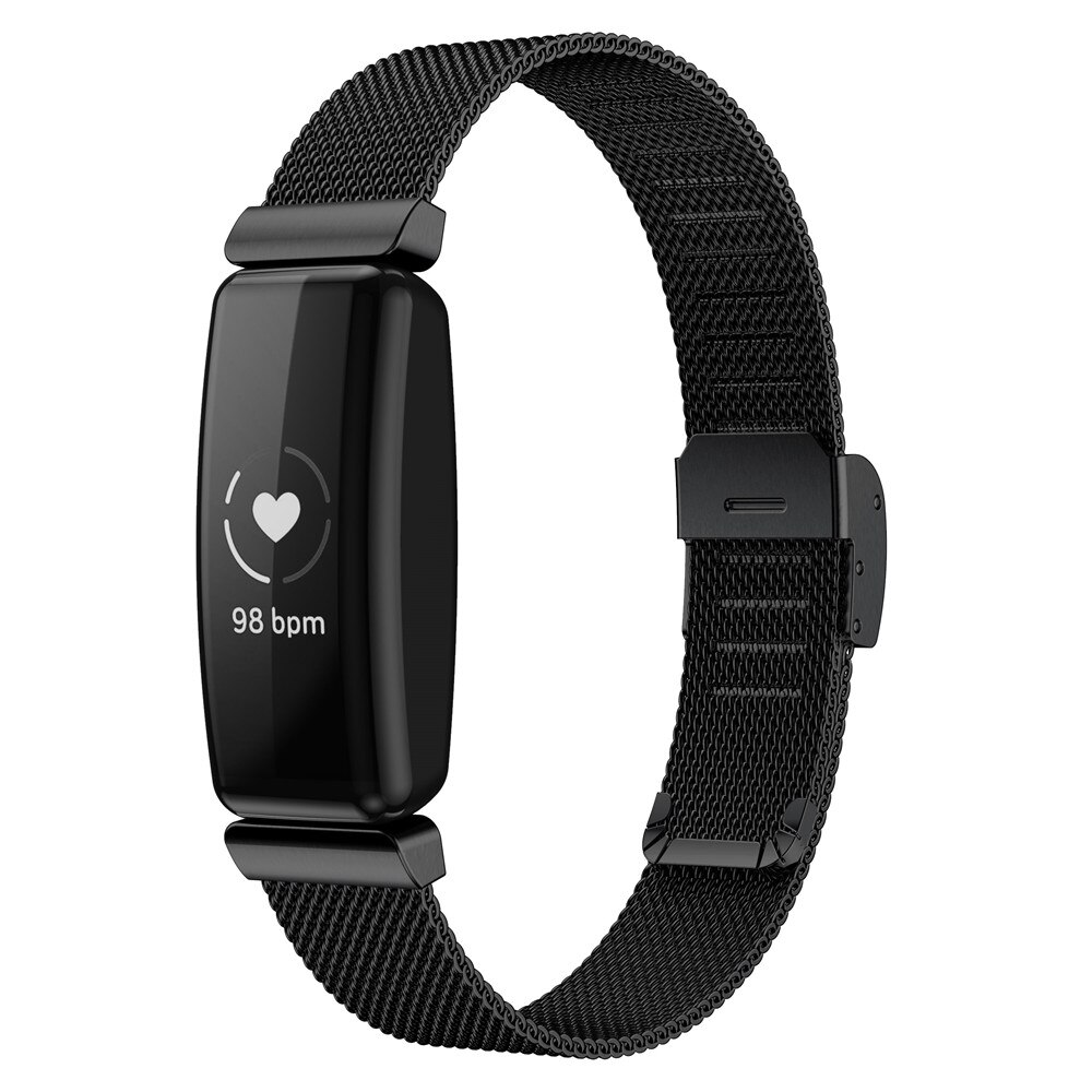 Wristband Strap For Fitbit Inspire 2 Smartwatch Stainless Steel Mesh Band Replacement Strap with buckle Bracelet Accessories: Black