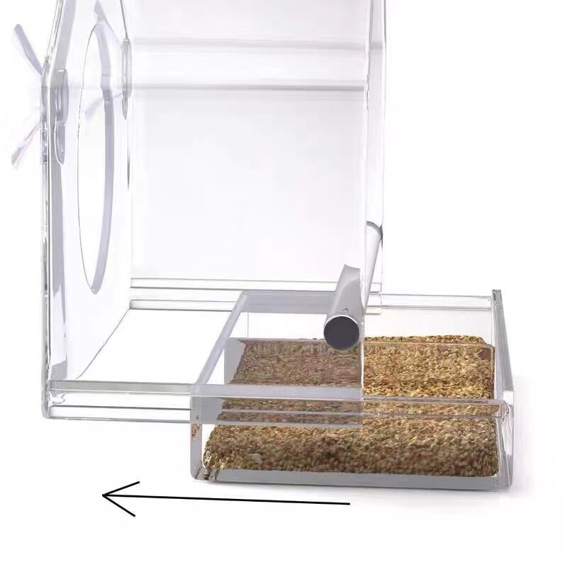 Transparent Window Bird Feeder Acrylic With Powerful Suction Window balcony bird feeder Detachable Sliding Seed Tray Feeding