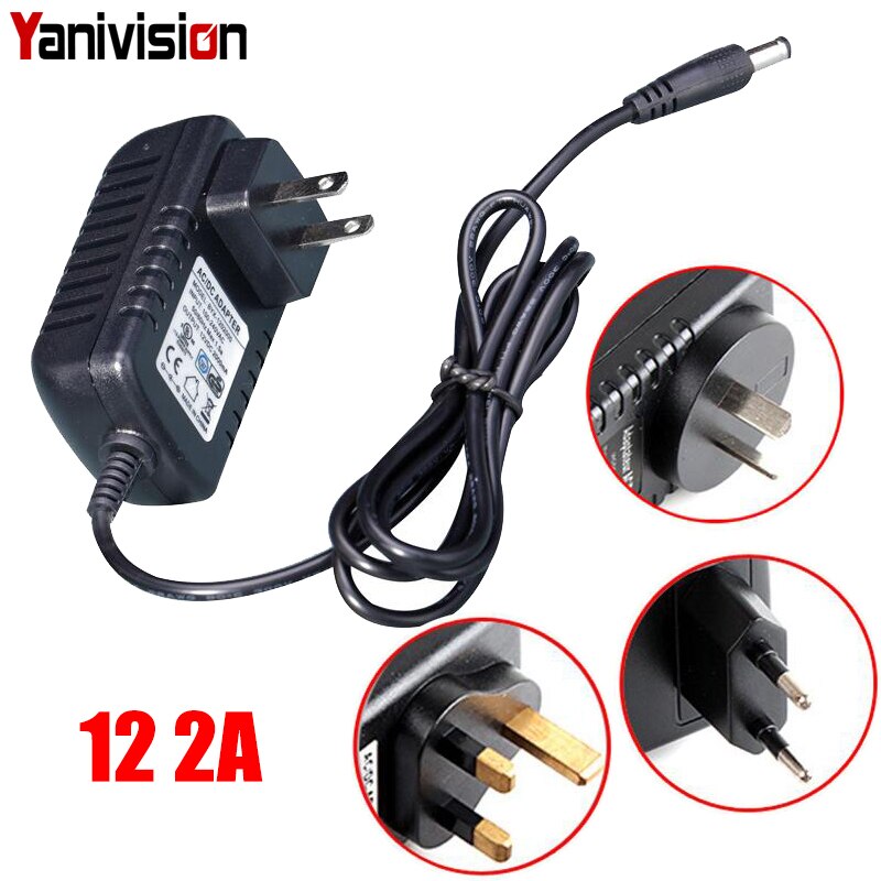 Gekwalificeerde AC 110-240 v Naar DC 12 v 2A CCTV Voeding Adapter, EU/US/UK/AU Plug