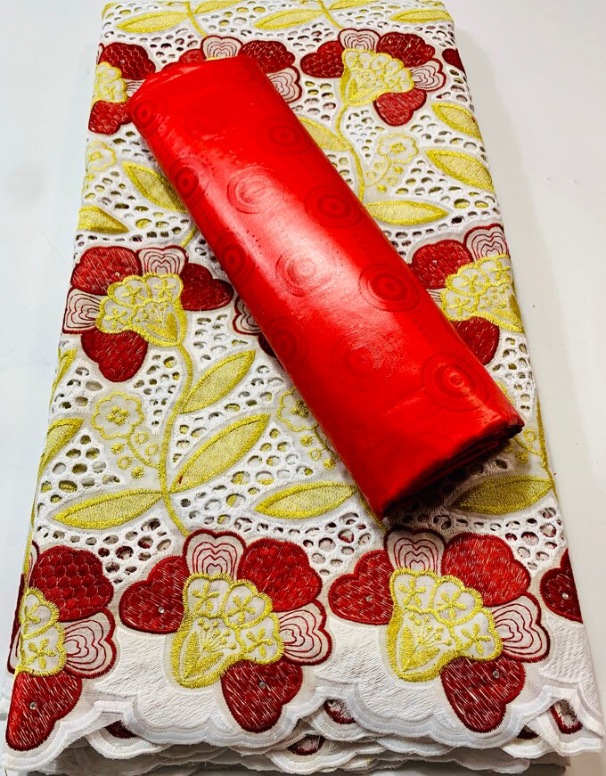 African Bazin Riche Brode Fabric Combine Swiss Voile Cotton Lace Damask Guinea Brocade Lace Fabric 2.5+2.5yard VKM116: AS PIC6