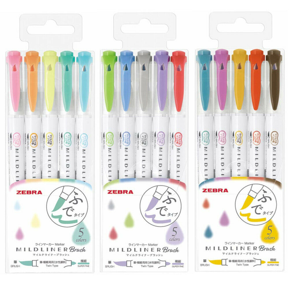 Zebra-Juego de rotuladores WFT8 MILDLINER, pincel suave conjunto de rotuladores de doble cepillo