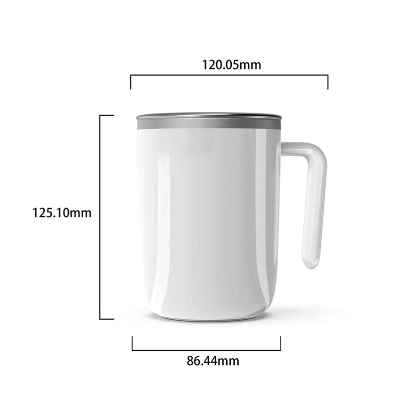 Zelfroerende mok, USB, 400 ml, zelfroerende mok met displayscherm, temperatuurweergave, antislip bodem, elektrische beker, zelfroerend, voor koffie, thee, warme chocolademelk, wit