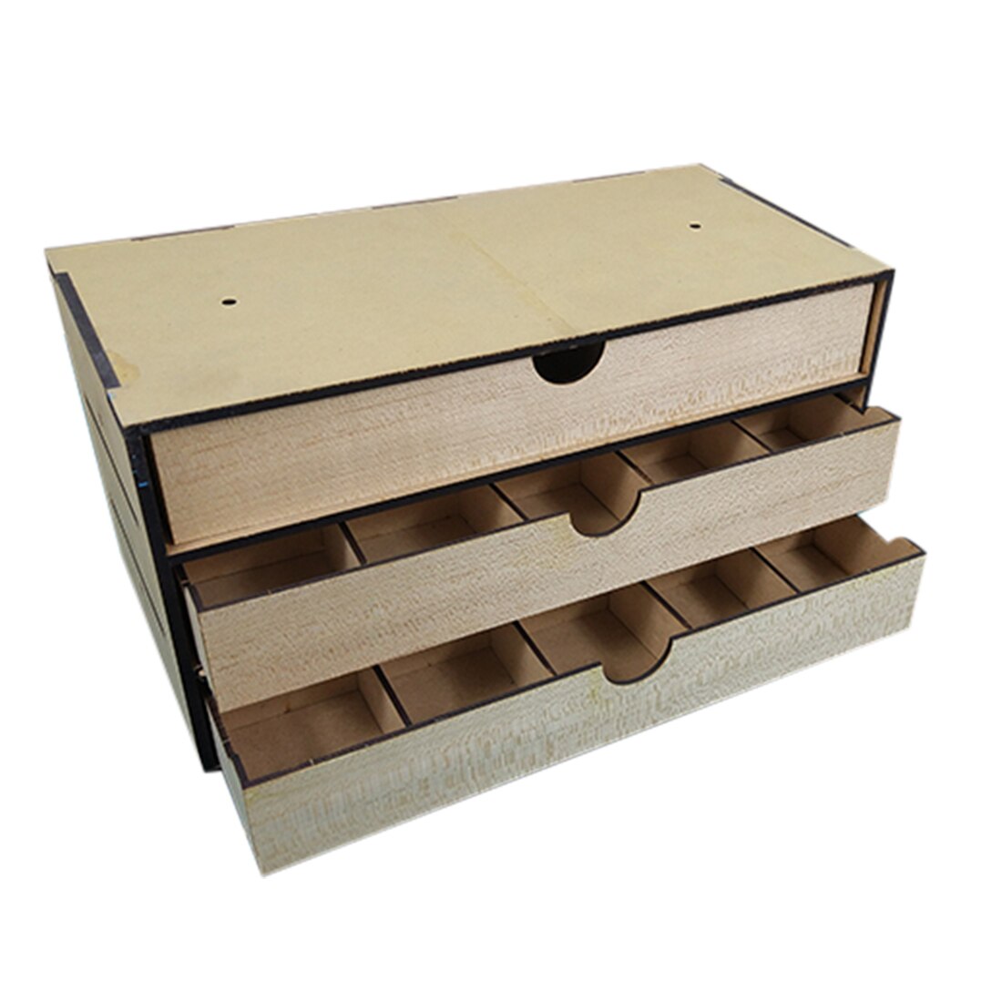 30 x 15 x 15cm massivt træ værktøjskasse model dele opbevaringsboks med 3 skuffer / 6 skuffer model tilbehør: Default Title