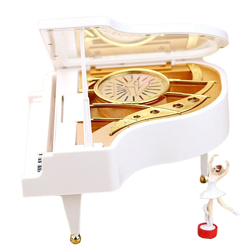 Pianomuziekdoos, mechanische klassieke vleugelpiano, muziekdoos, balletmeisje dat danst op een opwindbare piano, speelgoeduurwerk