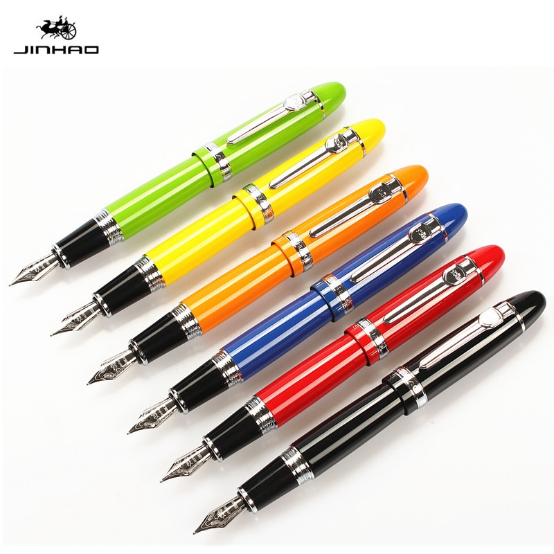 JINHAO 159 18KGP 0.7mm MEDIUM BROAD NIB FOUNTAIN PEN free with a black pen pouch 8 COLORS FOR CHOOSE metal ink pen
