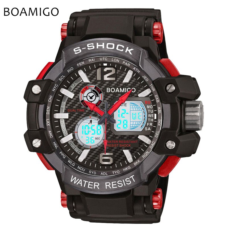 S Shock Mannen Sport Horloges Boamigo Analoge Digitale Led Elektronische Quartz Horloges 50M Waterdicht Zwemmen Horloge Reloj Hombre
