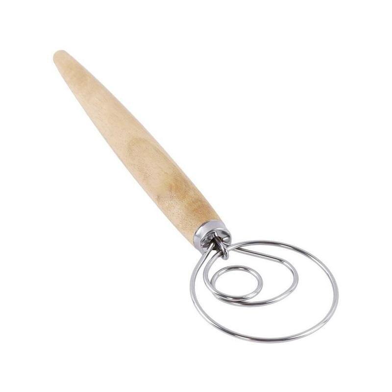 Stainless Steel Danish Dough Whisk DIY Bread Dough Tools Oak Gadgets Wood Stick Handle Whisk Kitchen Accessories Baking Dan P2Q5: Default Title