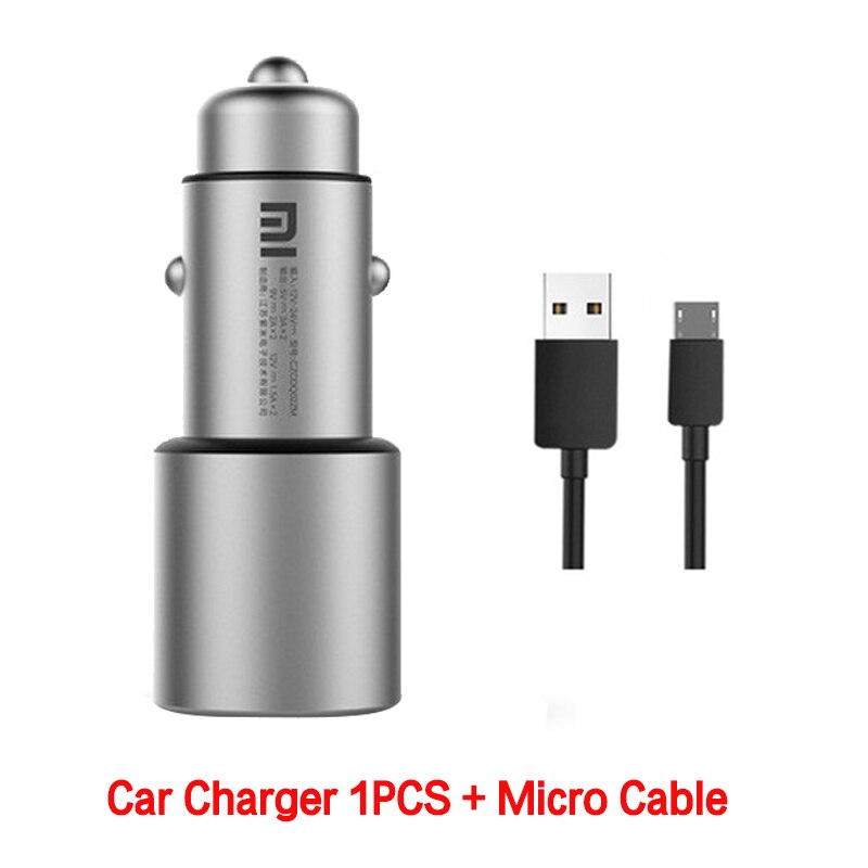 Original Xiaomi Car Charger QC 3.0 Dual USB Quick Charge 5V/3A 9V/2A Mi Car-Charger For Android iOS For iPhone Samsung Huawei: 1PCS Micro Cable