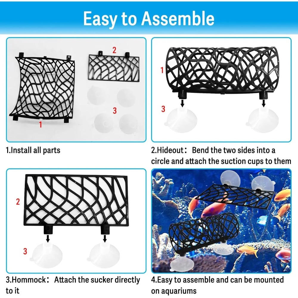 Betta Fish Hideaway, zuignap 3D-geprinte neprotsen grot | Garnalen