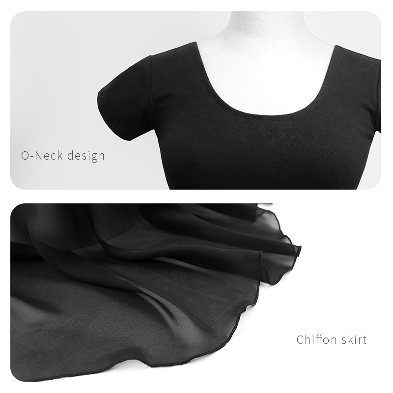 Ballet Leotards For Women Ballet Costumes Adult Dance Dress Black Cotton Leotard With Chiffon Skirt